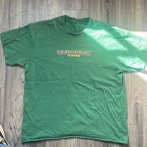 Supreme Green T-Shirt with Yellow & Purple Logo